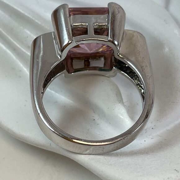 Cushion Tourmaline CZ Solitaire Engagement Ring Women’s 9 Bubble Gum Pink - Picture 11 of 16